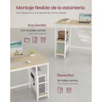 Escritorio con 2 Estantes a la Izquierda o a la Derecha, Mesa de Trabajo, para Salón Oficina, Estructura de Acero, Industrial, Marrón Rústico y Negro Tinta LWD47X - details 15