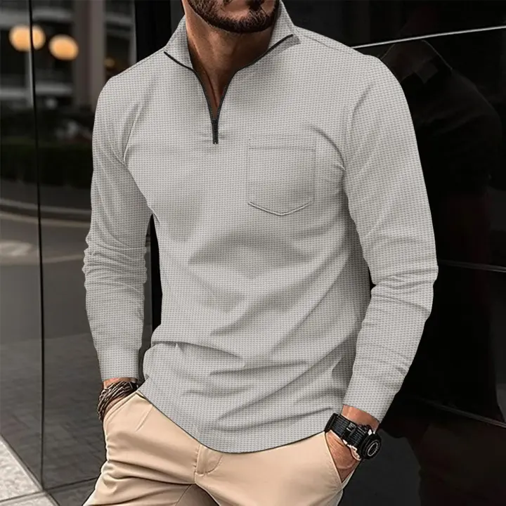 Polo de bolsillo para hombre, camisa de primavera y otoño. - 1