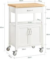 Carrito de Cocina móvil Carrito de Servir Estantería de Cocina Blanco 60 x 45 x 92 cm ES - details 3