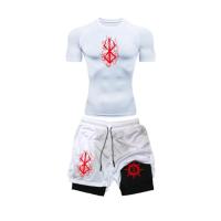 2025 nueva moda de negocios traje deportivo de verano de moda para hombres de dos piezas fitness correr pantalón corto casual pantalones cortos de manga - details 3