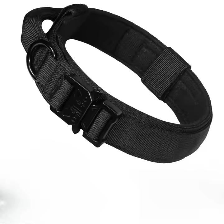 Collar para perros con asa, collar para perros con hebilla de metal, collar táctico para perros impulsivo y fuerte prevención de - 1