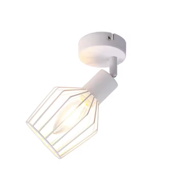 CBJKTX E14 Foco de techo - Metal 350 °   Lámpara de pared giratoria industrial para pasillo y sala de estar, color blanco - 1