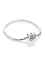 Pulsera de plata de ley 925 con forma de corazón y mariposa para mujer, brazalete de cadena de seguridad, compatible con abalorios originales, joyería - details 35