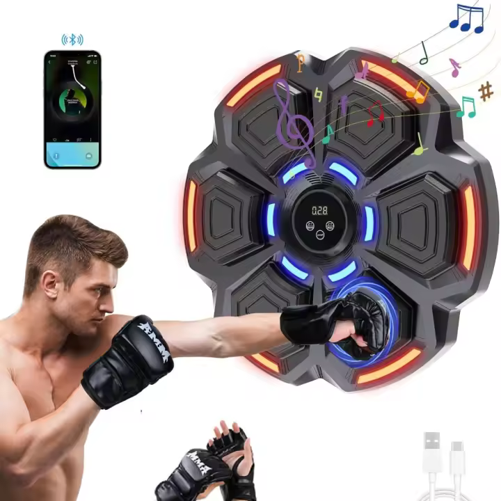 Máquina de Boxeo musical para adultos, 9 Modos de velocdad con Guantes, temporizador de Cuenta atrás y Luz de rhythm musical - 1
