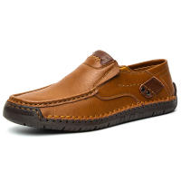 Zapatos De Cuero Hechos a Mano Para Hombre Mocasines Casuales Cómodos Zapatos Planos Para Exterior Caminar Talla Verdadera Para Adultos - details 29