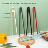 Pinzas antideslizantes para pan, pinzas para servir, barbacoa, ensalada, mango largo, pinza para carne, utensilios de cocina para el hogar, Rojo - details 5
