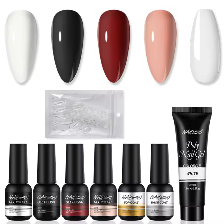 NAILWIND-Juego de manicura semipermanente, esmalte de uñas semipermanente, Gel de extensión, pegamento, capa superior y Base, UV Led - 1