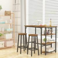 Juego de 4 Taburetes de Bar Taburete Alto para Cocina Estilo Industrial Metal y Madera 29x29x70CM - details 3