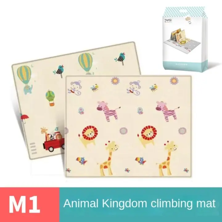 Alfombra de actividades plegable para bebés, tapete de juego impermeable de doble cara con patrón de dibujos animados, fácil de llevar, para acampar al aire libre - 1