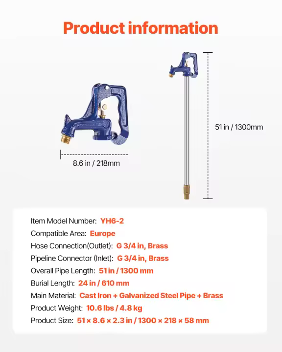 SucceBuy Grifo de jardín a prueba de heladas, grifo exterior a prueba de heladas con conexión de tubería G de 3/4" y acoplamiento de manguera G de 3/4" - 1