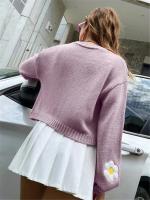 Kawaii Cardigan de Manga Suelta para Mujer Patrón de Flor Ligero Ideal para Trabajar - details 8