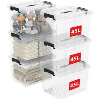 Caja de Almacenamiento de Plástico Transparente Segura y Duradera 90L*4 Diseño Apilable Resistente - details 7