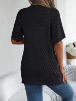 Cárdigans de punto de manga corta de color sólido casual para mujer - details 15
