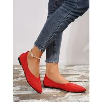 Nuevos Zapatos planos con punta puntiaguda para oficina, barco, Color sólido, tejidos, sin cordones, zapatillas De Ballet informales, mocasines para Mujer, Zapatos De Mujer - details 22
