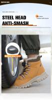 Moda 2024 invierno terciopelo seguridad para el sitio de trabajo construcción indestructible botas con punta de acero impermeables zapatos de hombre - details 7