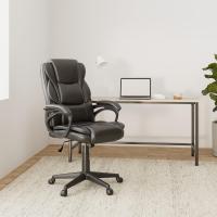 Silla de Oficina Reclinable Ajustable en Altura Silla de Ordenador Ergonómica Giratoria con Asiento Acolchado Silla de Trabajo Tapizada en Piel Sintética con Ruedas Carga de 136 KG Negra - details 1