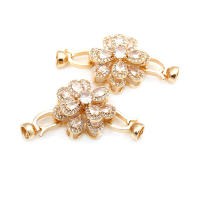 2 juegos de conectores de flores de latón y circonio de Color dorado de 18K para collares, cierres de pulsera, suministros de joyería Diy, accesorios - details 7