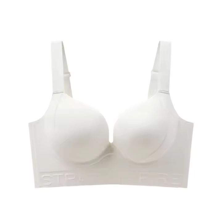 Sujetador Push Up cómodo a la moda con letras, sujetador ajustado sin costuras, ropa íntima a prueba de golpes, sujetador inalámbrico con escote en V profundo para chica - 1