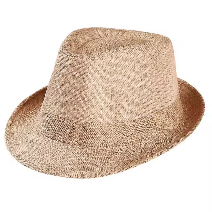 Único unisex Trilby Gangster Cap Beach Sun Sombrero de paja Band Sunhat - 1