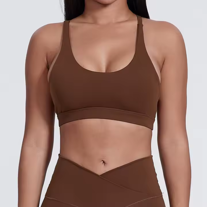 Sujetador deportivo sin costuras para mujer, espalda cruzada, alta elasticidad, camiseta sin mangas para Fitness, Yoga, gimnasio - 1