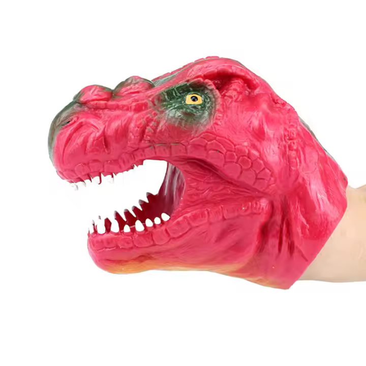 Juguete de Vinilo Suave para niños, títere de dinosaurio TPR, cabeza de Animal, marionetas de mano, juguetes para niños, regalo - 1
