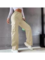 Pantalones cargo rectos a la moda para mujer, pantalones informales con cintura elástica para mujer - details 3