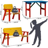Asiento para niños fijado para Cuatro niños, como Conjunto de Estar con Mesa de Picnic o en el Casino, la Madera fsc, 90 x 85 x 45 cm, Colorido - details 11