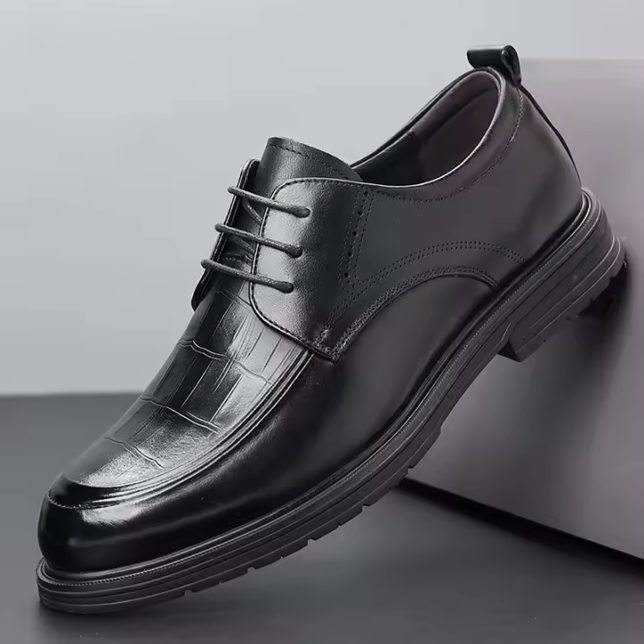 Zapatos de cuero genuino para hombres Transpirables, estilo británico, elegantes para bodas y negocios formales - 1