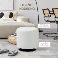 Otomano Giratorio Moderno de Estilo Tejido de Piel Sintética Rojo Ideal para Dormitorio Entrada Salón Tamaño Ø45,5x44,5 cm - details 4