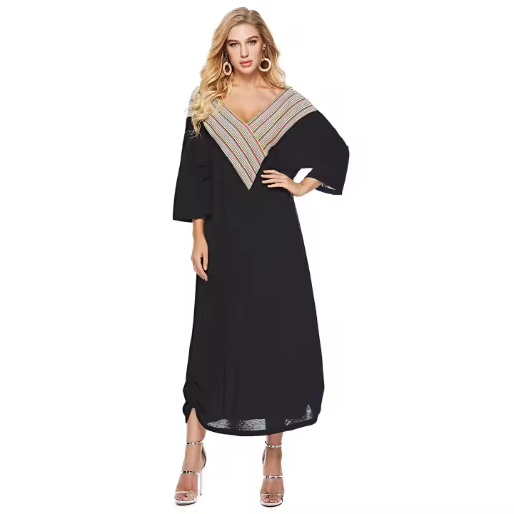 2025 primavera nueva ropa de mujer grande Color rayas empalme bata suelta vestido de embarazada Venta caliente - 1