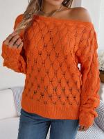 Suéter Casual de Invierno-Otoño Cuello Oblicuo, Manga Larga, Moda para Mujeres en Rosa - details 29