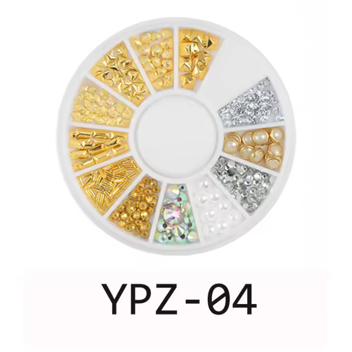 Diamantes de imitación para uñas en Rueda, tachuelas brillantes, herramientas de manicura, escamas de rebanadas metálicas de colores, nueva decoración de uñas 3D - 1