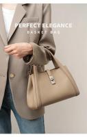 Bolso bandolera cruzado de piel de vaca con capa frontal y bolso de mano tipo cesta vegetal para mujer - details 4