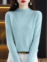 100% suéter de cachemira de lana merina, suéter tejido para mujer, jerséis de manga larga con cuello alto, ropa de otoño e invierno, Jersey cálido, Tops - details 16