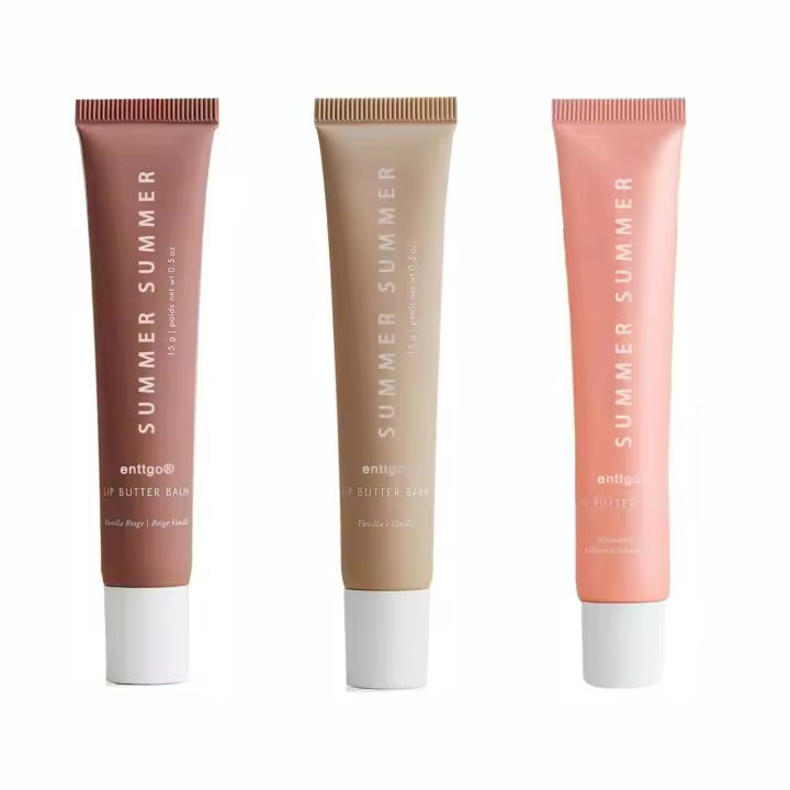 Paquete de 3 bálsamos de mantequilla para el cuidado de los labios acondicionadores Summer Day On Friday (vainilla+vainilla beige+pastel de cumpleaños, 0.5fl.oz) - 1