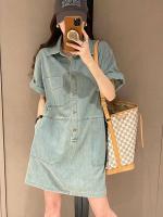 Vestido de Denim para Mujer de Moda Estilo Suelto, Cuello de Polo, Falda Midi en Forma de H - details 5