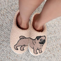 Pantuflas De Algodón Grueso Con Bordado De Calavera Negra Para Halloween Para Hombres Y Mujeres Antideslizantes Y Cálidas Para Uso Doméstico - details 6