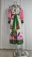 Vestido de swing grande de manga larga con cintura atada y cuello en V estampado personalizado informal para mujer 2025 - details 8