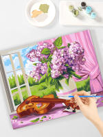Pintura Número RUOPOTY 40x50cm Kit de Inicio para Adultos Violín Imagen con Números Flores Acrílico Para Decoración del Hogar Material: Lienzo Tipo de Pintura: Propoleno Estilo Abstracto - details 1
