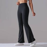 Leggings de yoga de color sólido para mujer, pantalones acampanados de cintura alta, elásticos, entrenamiento, pierna ancha - details 28