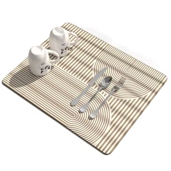 Alfombrilla de drenaje antideslizante, almohadilla de drenaje duradera, de diatomita creativa, de secado rápido, suave y absorbente, para mesa de cocina - 1