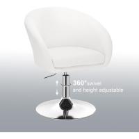 Taburete de Bar Altura Ajustable de Acero Cromado Taburete de Escritorio de Cuero Sintético Blanco - details 7