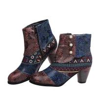 Botas Martin estampadas informales para mujer, zapatos planos a la moda para mujer, botas con tacones altos - details 1
