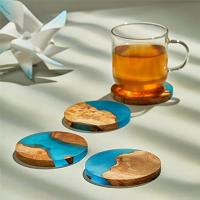Posavasos de madera con resina epoxi, posavasos de Bar para bebidas, posavasos modernos para Bar, cocina, hogar y apartamento, paquete de 4 - details 2