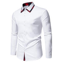 Camisa de Cuadros a Rayas para Hombres Negocios Casuales con Estilo Social Material de Poliéster - details 2