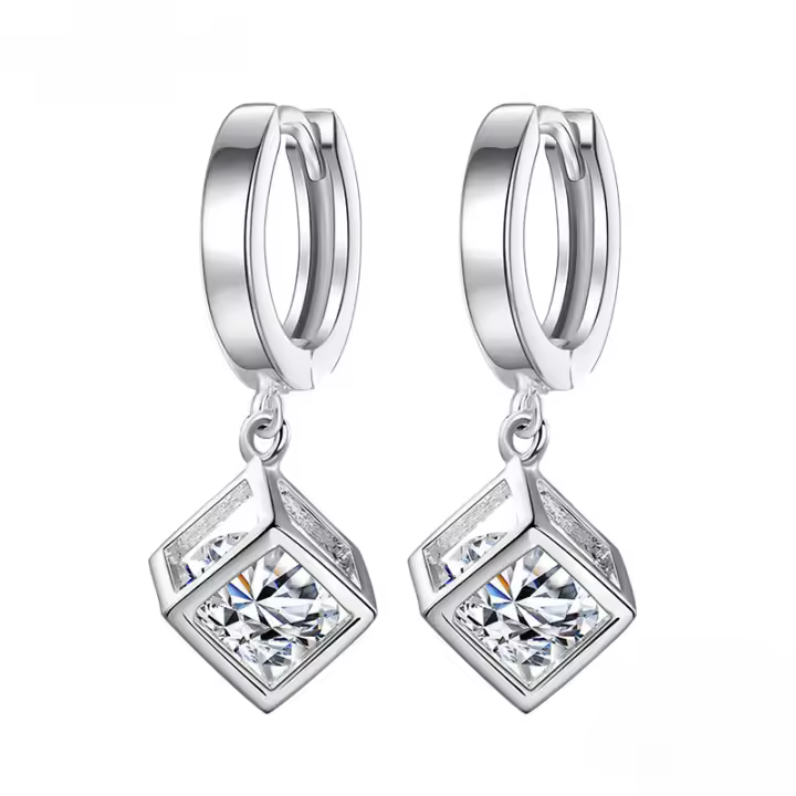 Andara Pendientes de Plata Esterlina  con Cristal de Zirconia Diseño de Cubo de Rubik's Amor Dulce para Mujeres Joyería Fina - 1