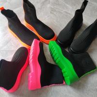 Zapatos De calcetines De suela gruesa para Mujer, Botas cortas informales De punto rojo De Red, talla grande, otoño e invierno, 2023 - details 8