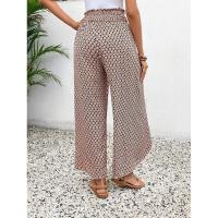 Pantalones de pierna ancha para mujer en verano Chic Moda elegante con cintura elástica y diseño floral - details 13