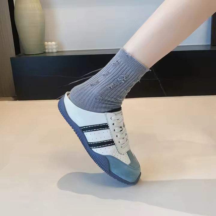 Dexun zapatos media zapatillas nuevo feo lindo medio arrastre zapatos deportivos planos casuales de gran tamaño zapatos de las mujeres 41-43 - 1