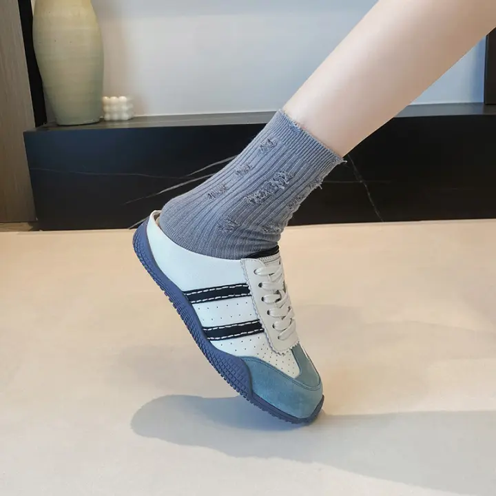 Dexun zapatos media zapatillas nuevo feo lindo medio arrastre zapatos deportivos planos casuales de gran tamaño zapatos de las mujeres 41-43 - 1